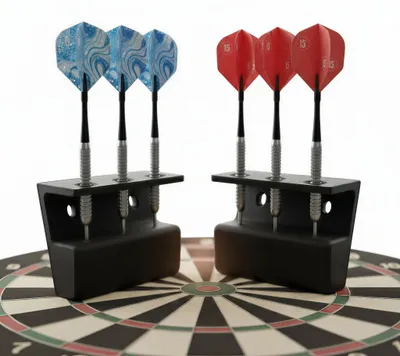 Productafbeelding van Dartpijlhouder muurset voor 3 pijlen, staal & softdarts, zwart