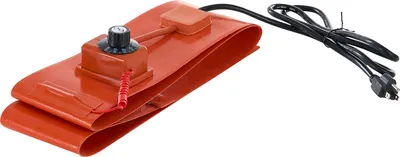 Obrázok produktu pre SucceBuy kovový ohrievač sudov, 1200 W, 5 palcov, pre 55 galónové sudy, nastaviteľný, vysoko účinný silikónový ohrievač sudov na tuk, schválený CE, oranžový