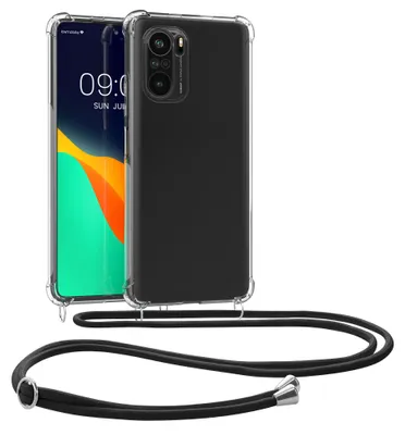 Produktbild von kwmobile Necklace Case kompatibel mit Xiaomi Mi 11i / Poco F3 Hülle - Silikon Cover mit Handykette - Band Handyhülle Schwarz Transparent