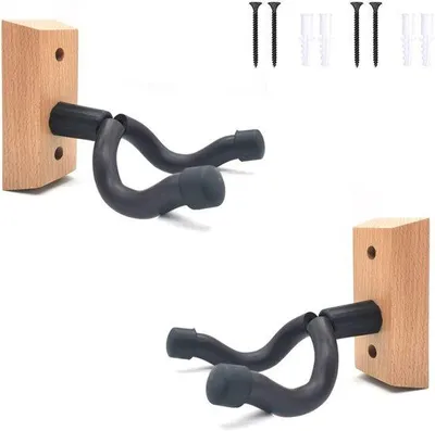 Immagine prodotto di Set di supporti a parete in legno per chitarre, adatto sia per chitarre acustiche che elettriche