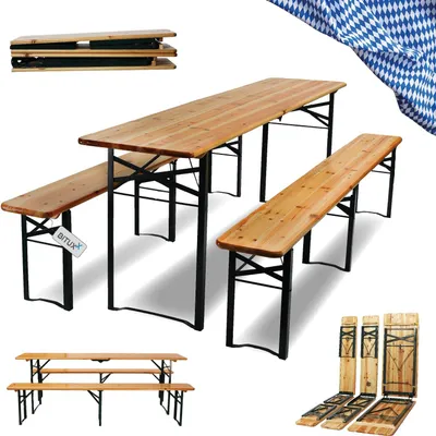 Produktbild von Bituxx Bierzeltgarnitur Biertischgarnitur Bierbankgarnitur Festzeltgarnitur Biergartengarnitur Bierbank Biertisch Klappbar 1x Tisch 2x Bänke 220cm MS-18761