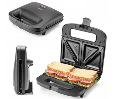 Zdjęcie produktu dla Huslog opiekacz do kanapek trójkąty 1000 W na 4 tosty non-stick Cool Touch