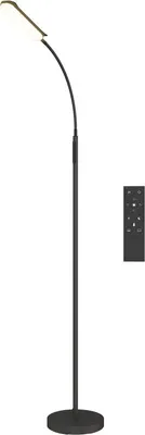 Obrázek produktu pro Fortuna Lai LED stojací lampa Stmívatelná stojací lampa s dálkovým ovládáním a dotykovým ovládáním, obývací pokoj stojací lampa s 360° nastavitelným husím krkem, 1hodinový časovač, paměťová funkce Černá