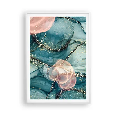 Produktbild von Gerahmtes Poster - Weißer Rahmen - Flüssigkeit Gold Rosa - 70x100 cm - Wand Bild - Wanddeko - Wandbilder - Kunstposter - Wandposter - Bilderrahmen - Bilder - Kunstdruck - P2WPA70x100-4817