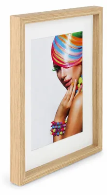 Produktbild von 3D Objektrahmen Bilderrahmen mit Passepartout & gehärtetem Glas Holz MDF Rahmen Foto Poster - Farbe: Natur | Format: 30x40