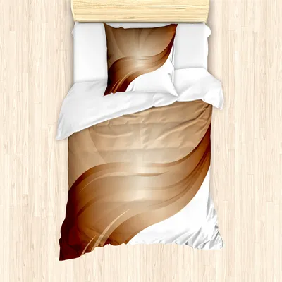 Produktbild von ABAKUHAUS Schokolade Mantele, Windende Streifen, Milbensicher Allergiker geeignet mit Kissenbezügen, 135 cm x 200 cm - 80 x 80 cm, Weiß Pale Brown