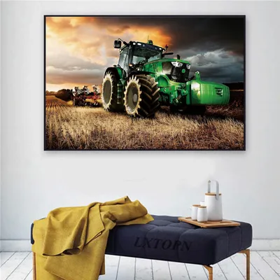 Traktor Leinwandbild, HD-Druck, 30x45 cm, Grün II, ohne Rahmen