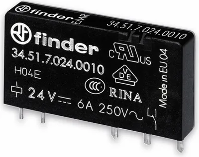 Image de FINDER 34.51.7.024.0310 Relais pour circuit imprimé 24 V/DC 6 A 1 inverseur 1 pc.