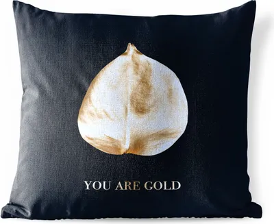 Produktbild von MuchoWow® Outdoor Kissen - Blatt - Gold - Zitate - 40x40 cm - Wetterfest - Lounge Kissen - Kopfkissen - Interieur - Polster mit Bild