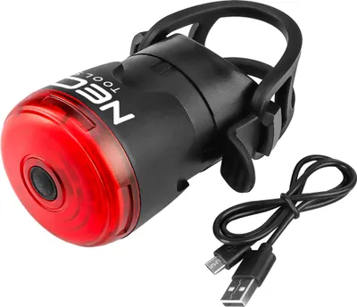 Obrázek produktu pro Zadní světlo na kolo NEO TOOLS, výkon 0,5 W, max. světelný tok 30 lm, třída krytí IPX6, vestavěná dobíjecí baterie Li-Ion 3,7 V s kapacitou 400 mAh
