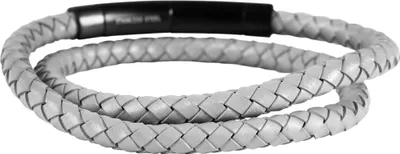 Produktbild von Akzent Geflochtenes Armband aus Edelstahl und Echtleder in Grau
