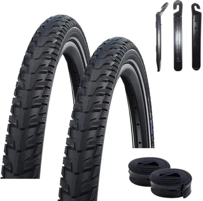 Produktbild von 2 x Schwalbe Energizer Plus Tour ADDIX E Fahrrad E-Bike Reifen in Schwarz mit Reflex 40-622 (28 x 1.50) + 2 Schwalbe Schläuche SV17 inkl. 3 Reifenheber