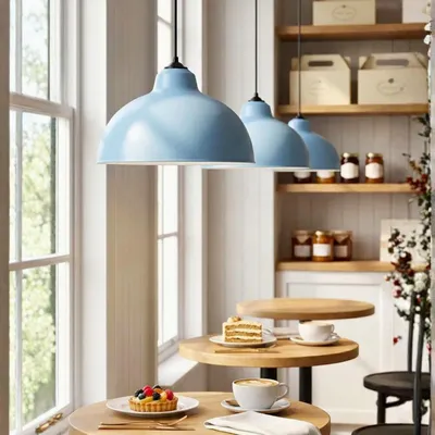 Produktbild von Opviq, Hochwertiger Kronleuchter, Kunststoffkörper, Lichtblau, Ø35 h:20 cm, Höhe: 100 cm, E27 Fassung, Max 40 W, IP20, Ideal für moderne Wohnräume, industrielles Design.