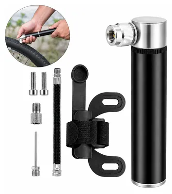 Produktbild von Mini Fahrradpumpe 120 PSI, Aluminium Fahrrad Luftpumpe Hochdruck Handpumpe für Rennrad MTB mit Ballnadel und AV FV Ventil