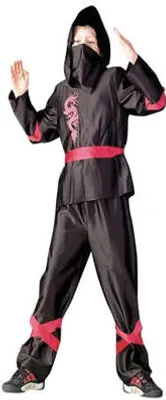 A child wearing a ninja costume.