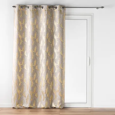 Produktbild von Gardine LYRA mit Ösen, 140x240cm, Blätterdesign in Taupe-Gold, aus Polyester