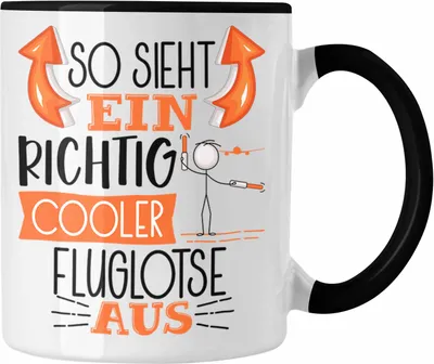 Produktbild von Trendation - Fluglotse Tasse Geschenk So Sieht Ein Richtig Cooler Fluglotse Aus Geschenkidee Spruch Lustig Becher (Schwarz)