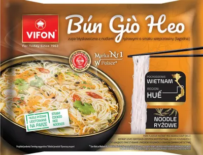 Zdjęcie produktu dla VIFON - Zupa błyskawiczna BUN GIO HEO z nudlami ryżowymi o smaku wieprzowiny łagodna 65g