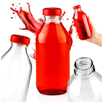 Zdjęcie produktu dla SuperButelki - Szklana butelka KUBUŚ 330 ml z zakrętką, na sok, sosy, przetwory 0,33l + E-BOOK, zestaw butelki z nakrętką 0,33 l