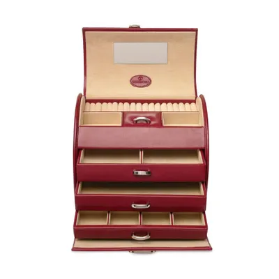 Produktbild von WINDROSE Schmuckschatulle Merino Jewelry Box Round Red rot