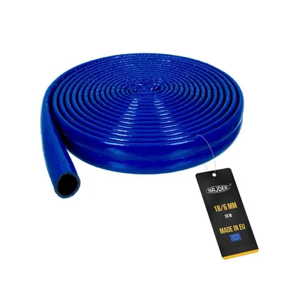 Produktbild von NAJDER TER MAX Wärmedämmung, Isolierrohre aus Polyethylenschaum, Schalldämmung, Feuchtigkeitsbeständigkeit, Korrosionsschutz, Länge 10 m, Durchm. 18/6 mm, blau.