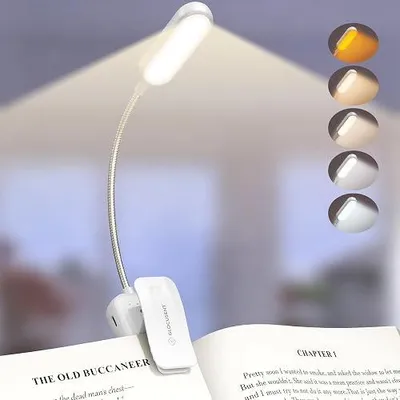 Zdjęcie produktu dla Lampka do czytania książki 20 LED 5 temperatur barw USB c ładowana zacisk