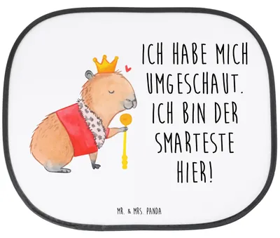 Produktbild von Mr. & Mrs. Panda Sonnenschutz Auto Capybara König - Weiß - Geschenk, Sonnenblende, hitzeschutz, Lustige Sprüche, fenster