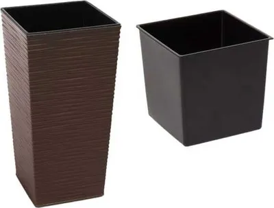 Zdjęcie produktu dla Doniczka plastikowa brązowa 19x19x36 cm z wkładem