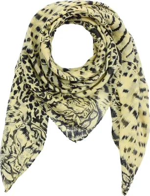 Produktbild von Baumwolltuch - Leopard - Zebra Muster 3 beige - schwarz - quadratisches Tuch
