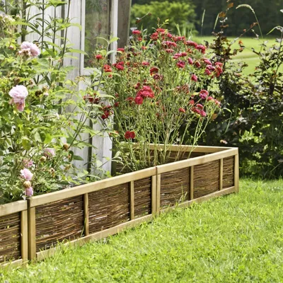 Produktbild von Beeteinfassung aus Weide mit Rahmen