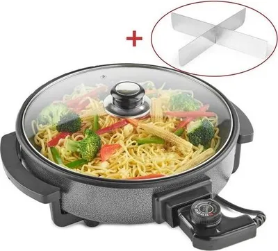 Image de Poêle électrique avec couvercle en verre 42cm 1500W Royalty Line RLPP18214