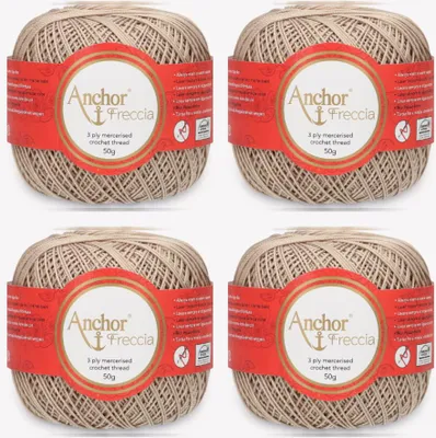 Image de 4 pelotes d'Anchor Freccia 6 – Fil de coton fin pour projets au crochet (couleur 00388)