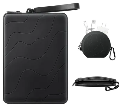 Produktbild von MoKo 6-7 Zoll Silikonhülle für Kindles & E-Reader, Mehrzwecktasche mit Zubehörtasche Passend für 7" Paperwhite/Colorsoft & 6.8" Paperwhite, 6" Kindles, Kobos, Nook, iPad mini 6, Schwarz
