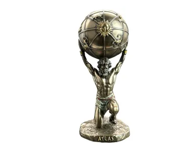 Immagine prodotto di Atlas, figura veronese, titano che sorregge il mondo, finitura bronzo, scultura, mitologia greca, idea regalo. Codice prodotto: WU78109A4