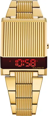 Produktbild von Bulova Uhr 97C110 Digitaluhr Herrenuhr Computron Goldfarben Rot