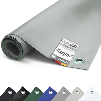 Image de (450g/m²) Bâche pour camion/PVC avec œillets, bâche en tissu de couverture (gris RAL7042, 3m x 1m)