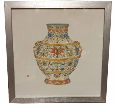 Image de Fine Asianliving Peinture chinoise avec cadre Vase chinois en porcelaine L33xP3xH33cm Vase décoratif Vase de fleurs Vase oriental en céramique Décoration Vase moderne Décoration de table Vase