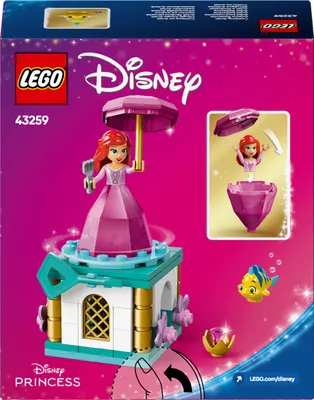 Zdjęcie produktu dla LEGO ǀ Disney Princess Wirująca Arielka, Zabawka dla Dziecka do Zbudowania, Zestaw dla 5-latki z Obrotową Podstawką i Florkiem, Pomysł na Prezent dla Dziewczynki, Chłopca, Fana Małej Syrenki, 43259