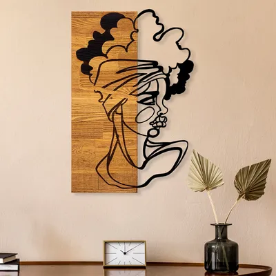 Produktbild von Wallity, African- SKL2223, Schwarz, Sonstige Wohndekorationen, 33 x 3 x 50 cm, 50% Holz (Dicke: 3 cm) / 50% Metall (Dicke: 1
