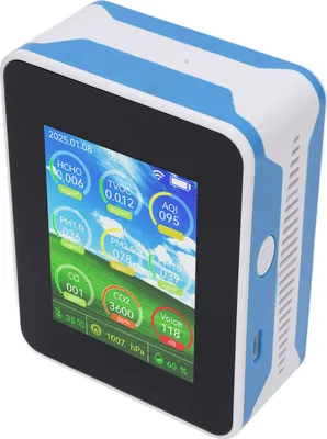 Zdjęcie produktu dla Monitor jakości powietrza 15IN1 Wewnętrzny czujnik temperatury i wilgotności Wielofunkcyjny tester Technologia czujników CO2 / CO / TVOC / HCHO Połączenie Wi-Fi