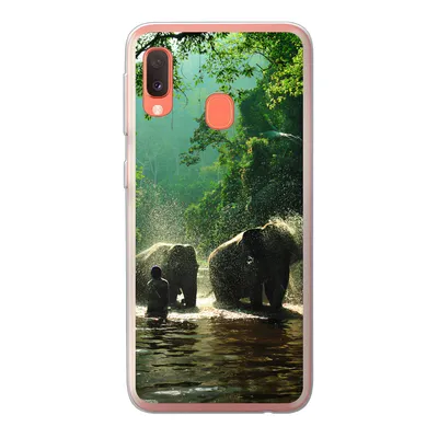 Produktbild von MuchoWow® Handyhülle Schutzhülle Hülle für Samsung Galaxy A20e Elefant - Wasser - Bäume - Grün - Tiere Silikon Softcase Handy Hülle - Abdeckung