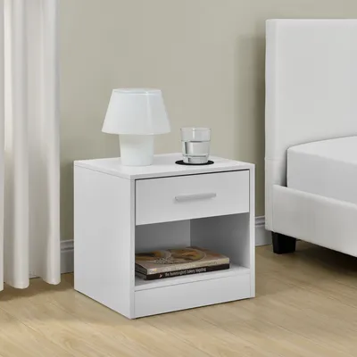 Produktbild von [en.casa]® Nachttisch Nachtschrank Weiß 1x Schublade & 1x Ablagefach Spanplatte
