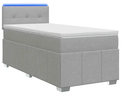 Zdjęcie produktu dla Łóżko sprężynowe z materacem jasnoszary 100 x 200 cm tkanina