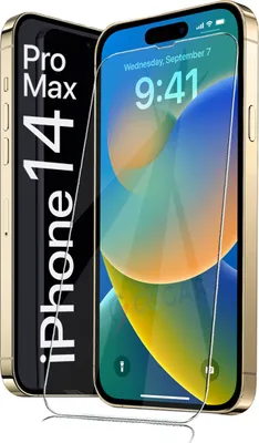 Two iPhones are shown, one in front of the other. The front iPhone has a screen protector applied.
