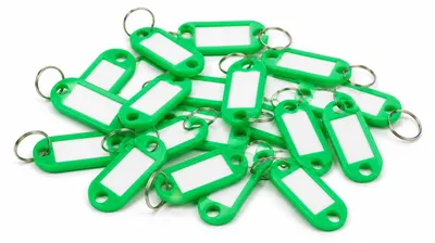 Produktbild von 5er Pack Schlüsselanhänger zum Beschriften Einfarbig - Grün - Schlüsselschilder mit Ring Beschriftbar | Schlüsselring zum Beschriften |  Schlüsselring Kunststoff mit auswechselbaren Etiketten