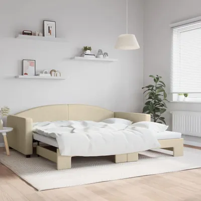Image de Maison Exclusive - Canapé-lit convertible crème 100 x 200 cm en tissu