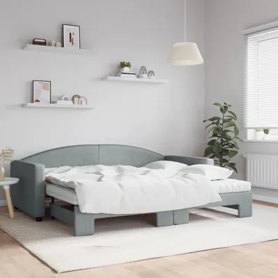 Image de Maison Exclusive - Canapé-lit convertible avec matelas, gris clair, 90 x 200 cm, tissu
