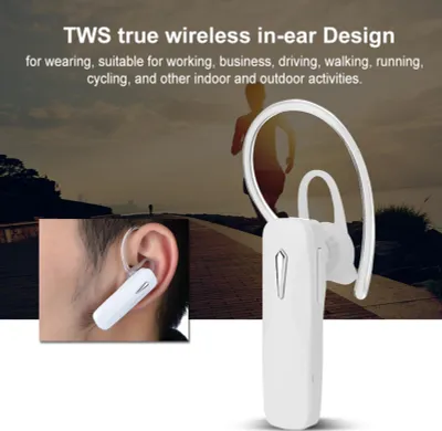 Zdjęcie produktu dla Przenośny zestaw słuchawkowy TWS Bluetooth True Wireless z pałąkiem na ucho, biały