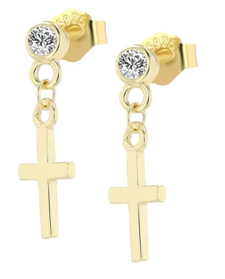Produktbild von "Christmar", 925er Echt Silber Ohrstecker mit Kreuz Anhänger, Zirkoniabesatz