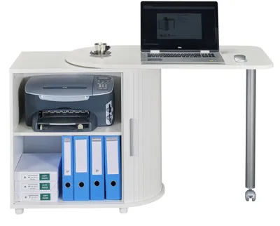Produktbild von SIMMOB Modularer Schreibtisch mit Rollladen Computertisch 75 x 131 x 55 cm, Farbe:Weiß